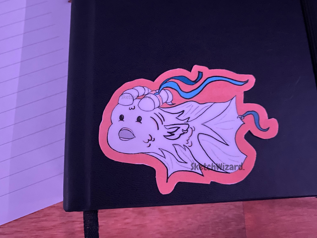 Animal Fusion Sticker, goldfish with horns (Pedro)
