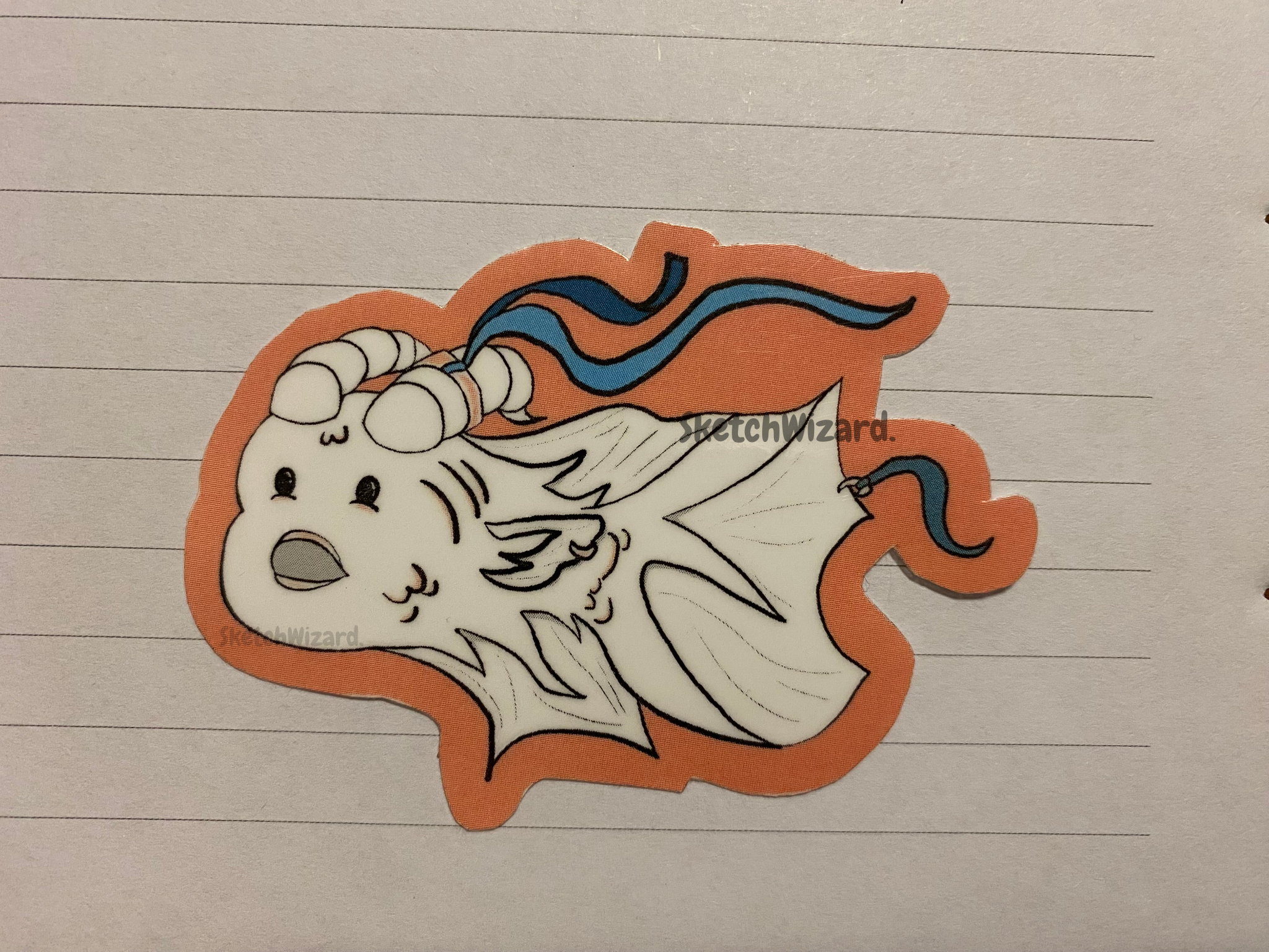 Animal Fusion Sticker, goldfish with horns (Pedro)