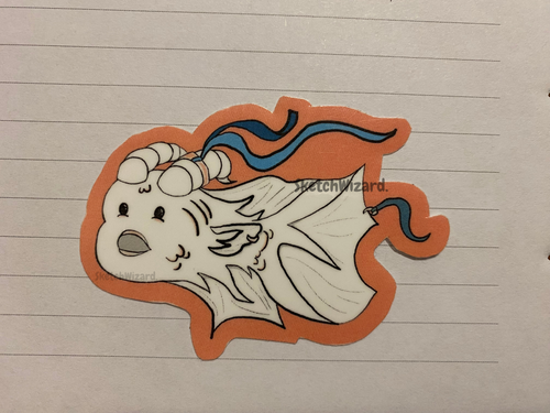 Animal Fusion Sticker, goldfish with horns (Pedro)
