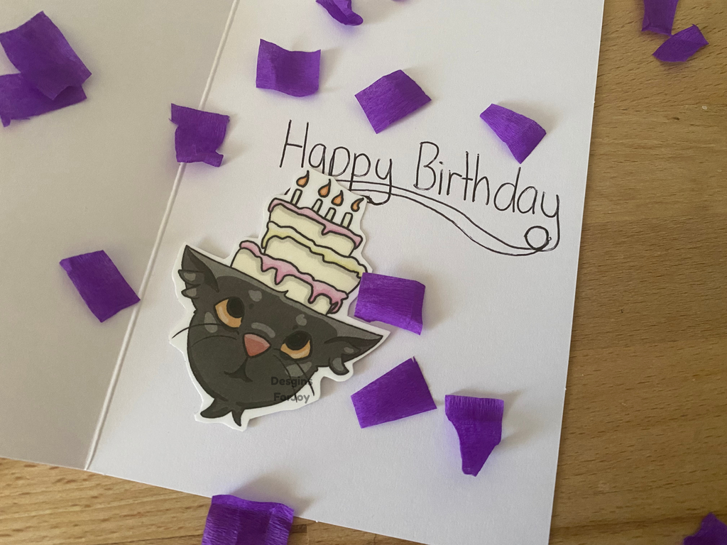 Cat Birthday Sticker